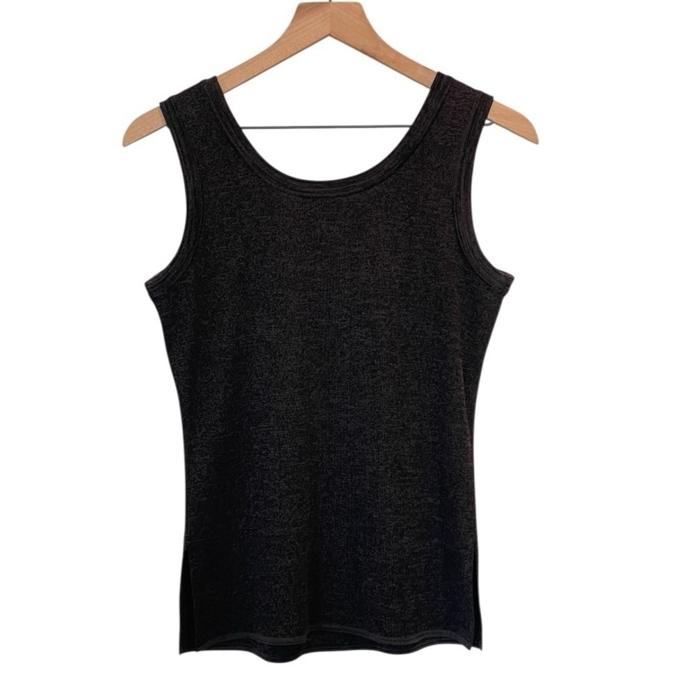 Misook Classic Black Tank Top, Double Scoop Neck, Acrylic Knit Shell, Size XS - Picture 3 of 12